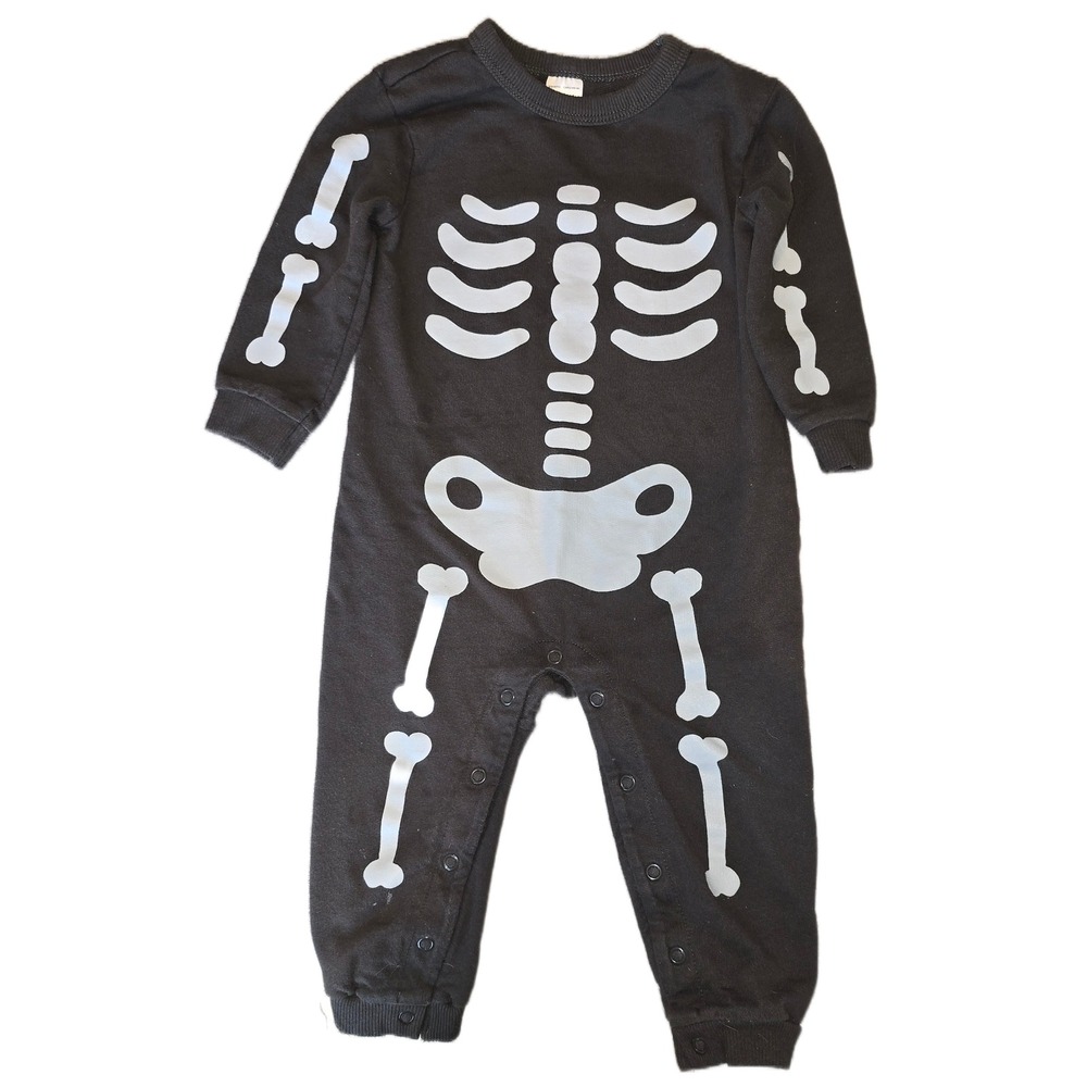 Carters Baby Skeleton Jumpsuit Black White Halloween Costume 12M IT248710